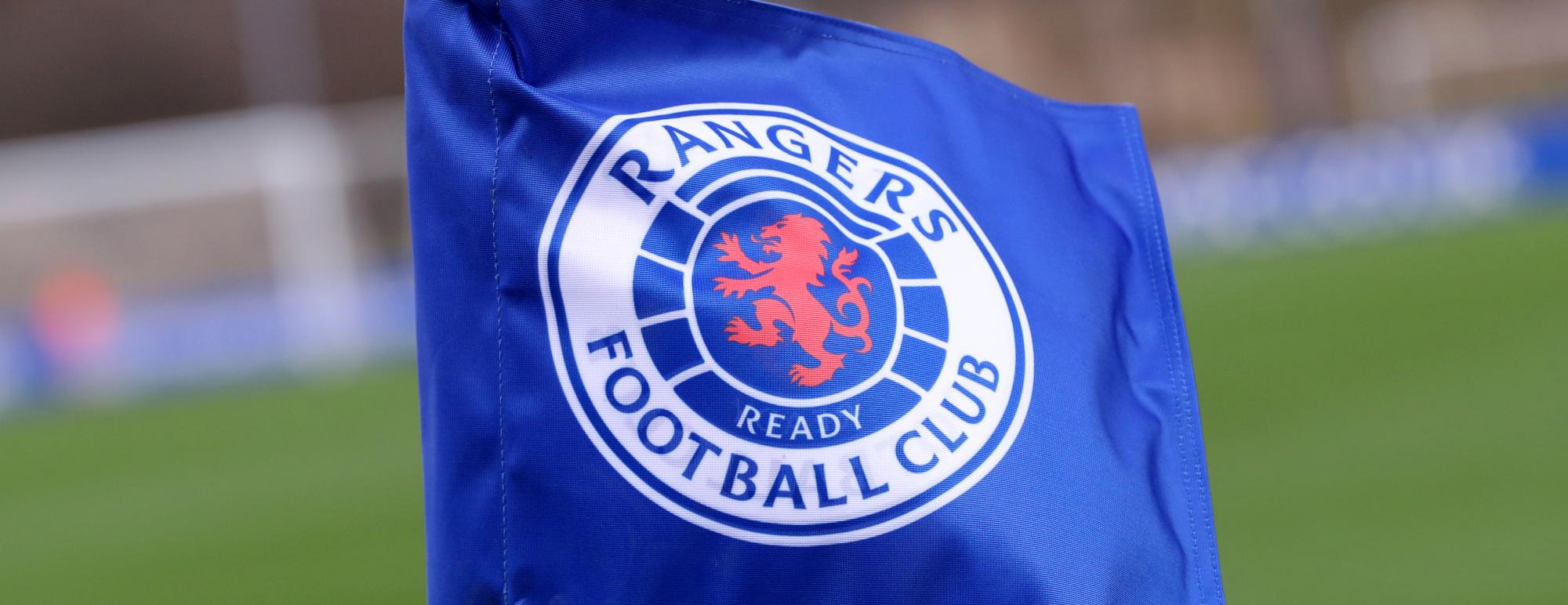 Rangers Football Club logo on a blue flag