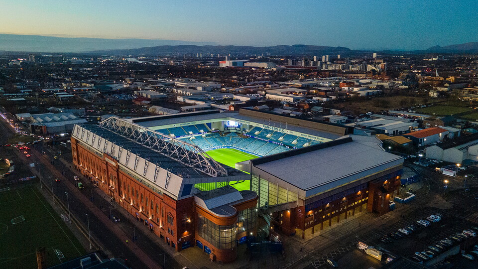 Drone shot of Ibrox Stadium