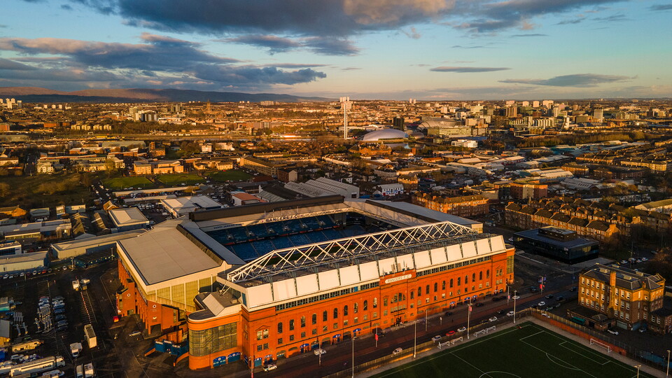 Drone shot of Ibrox Stadium