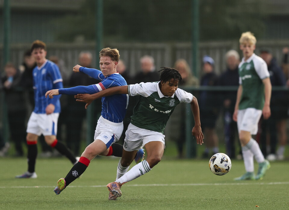 Luca Rankin in action against Hibernian Under-19s