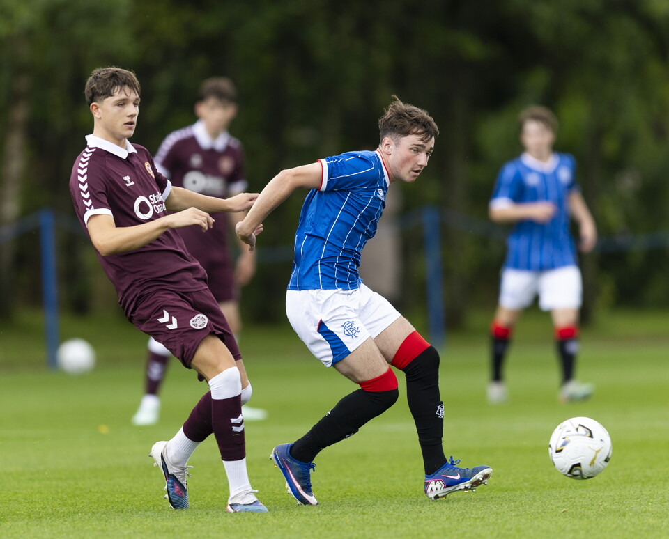 Coben Fergusson in action against Hearts Under-19s