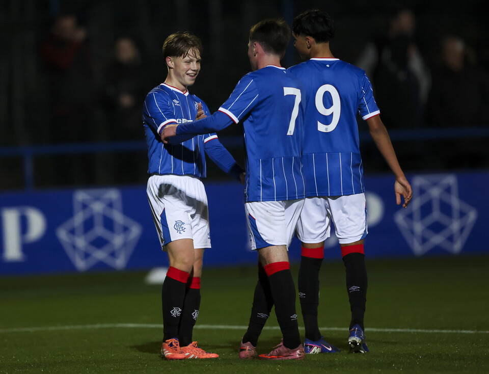 Luca Rankin, Coben Fergusson and Ruaridh Hall celebrate
