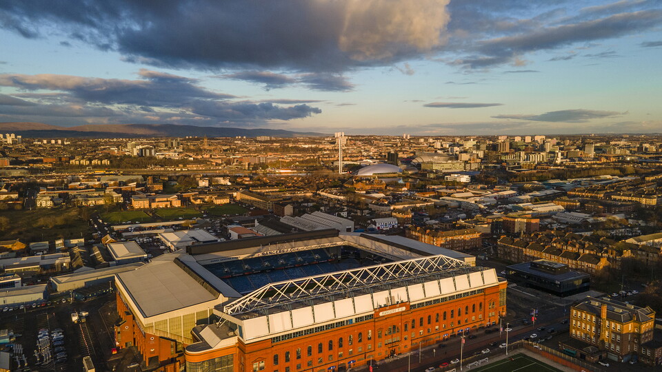 Drone image of Ibrox Stadium