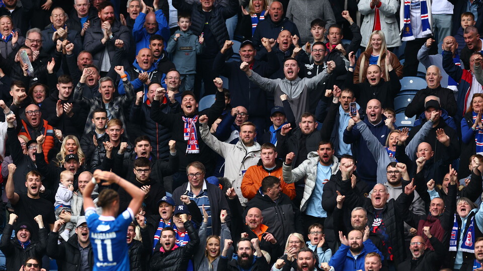 Thelo Aasgaard goal celebration against Dundee United