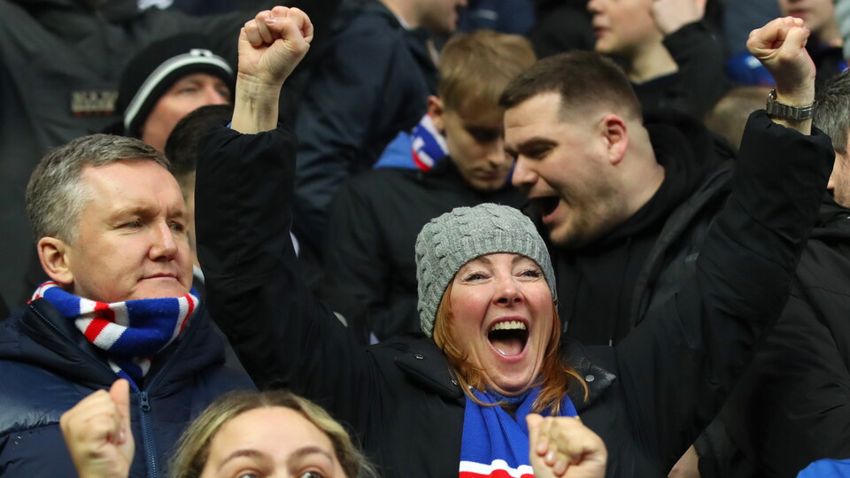 150226 Fan celebrating at Rangers v Hearts 