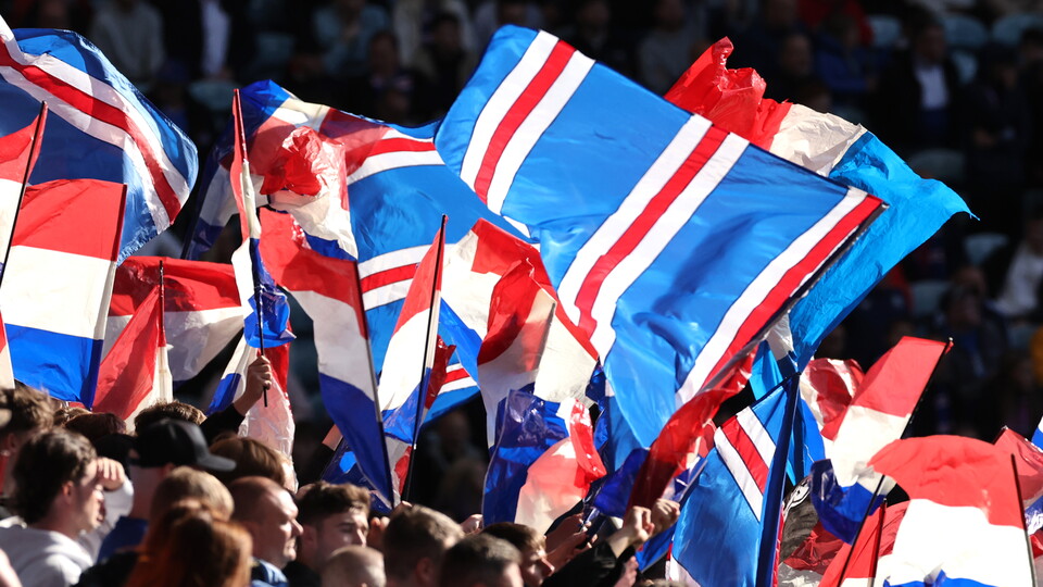 Flags in stand