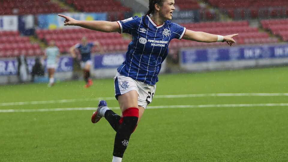 Jodi McLeary celebrates after scoring 