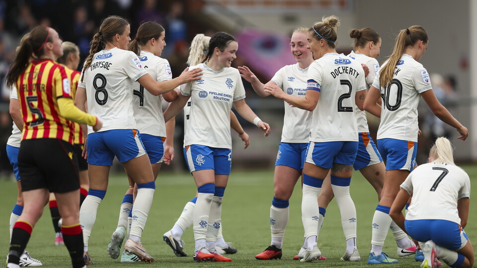Rangers celebrate after opening the scoring