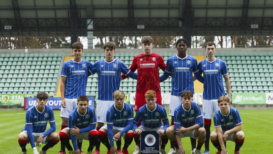 Rangers Under-19s pose for a team photo prior to kick-off