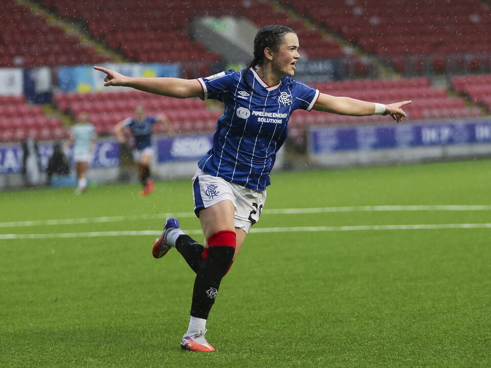 Jodi McLeary celebrates after scoring 
