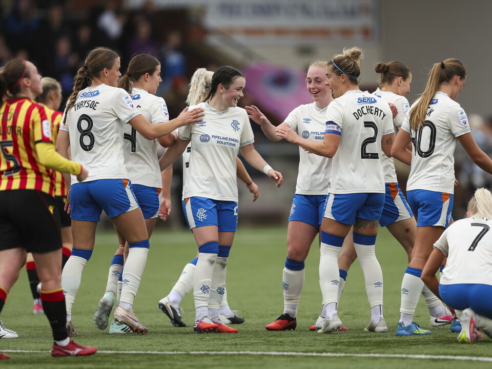 Rangers celebrate after opening the scoring