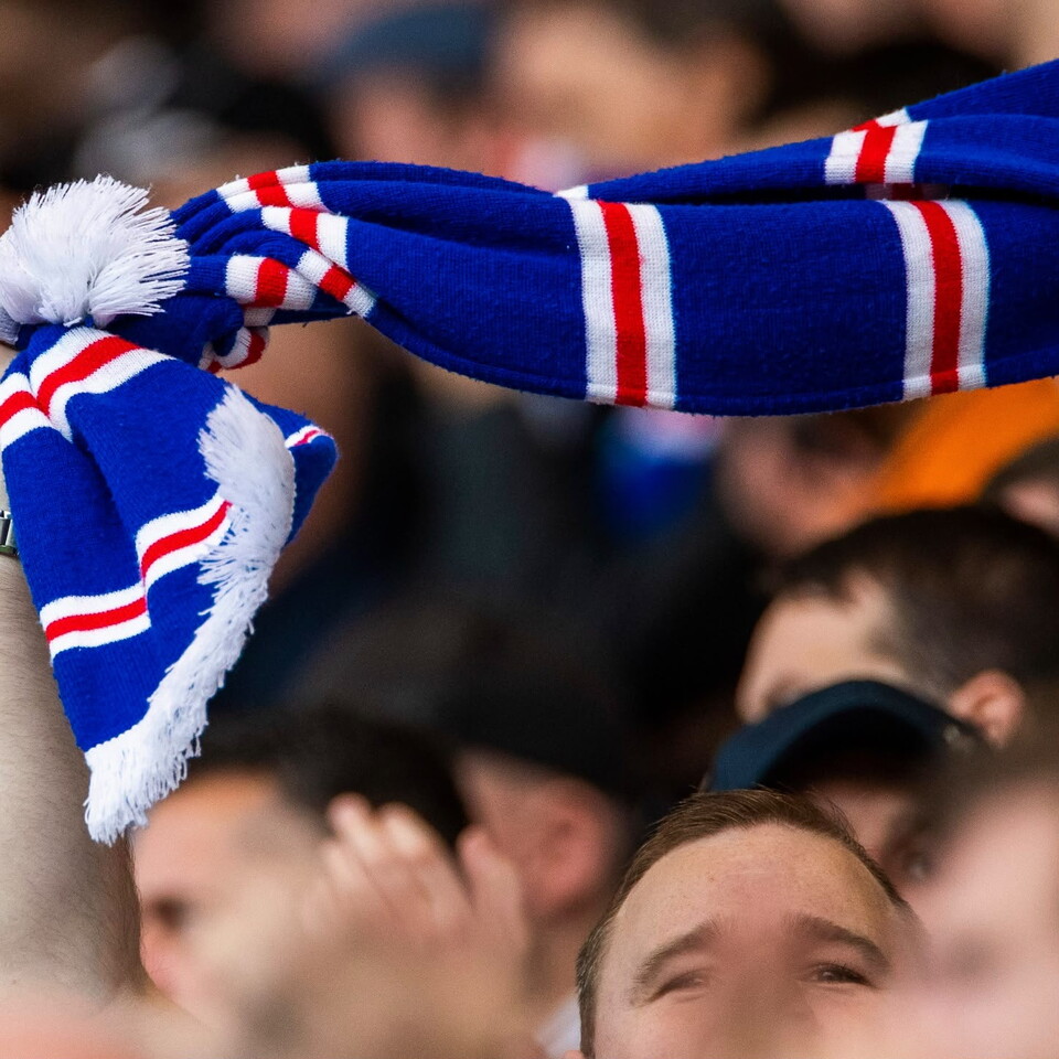 Rangers fan with Rangers scarf